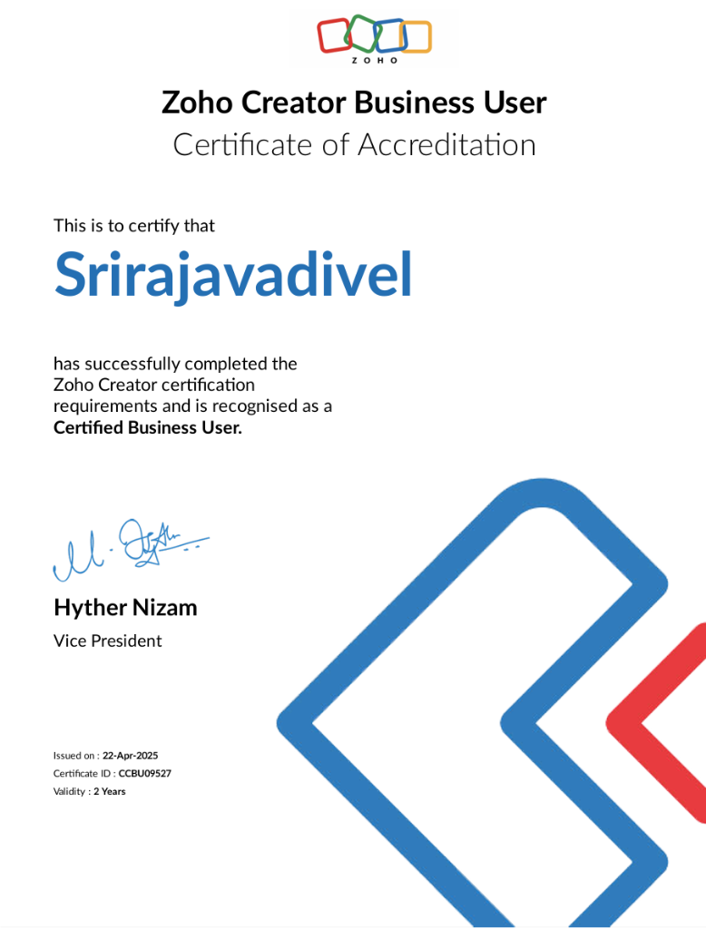 Zoho Creator Business User Certification